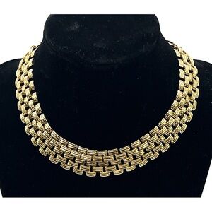 Vintage  Vandome Link Necklace Choker Gold Tone Ca 12” - 15” Adjustable